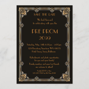 Pre PromJunior, Great Gatsby, Gold, zwart Save The Date