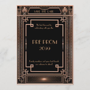 Pre PromJunior, Great Gatsby, Gold, zwart Save The Date