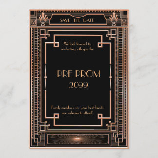Pre PromJunior, Great Gatsby, Gold, zwart Save The Date