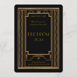 Pre PromJunior, Great Gatsby, Gold, zwart Save The Date