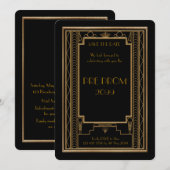 Pre PromJunior, Great Gatsby, Gold, zwart Save The Date (Voorkant / Achterkant)
