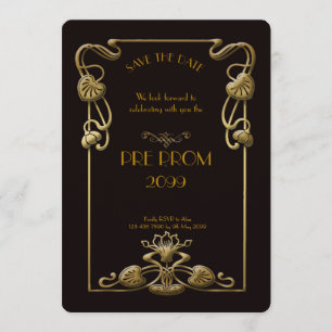 Pre PromJunior, Great Gatsby, Gold, zwart Save The Date