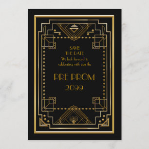 Pre PromJunior, Great Gatsby, Gold, zwart Save The Date