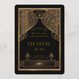 Pre PromJunior, Great Gatsby, Gold, zwart Save The Date