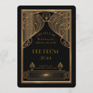 Pre PromJunior, Great Gatsby, Gold, zwart Save The Date
