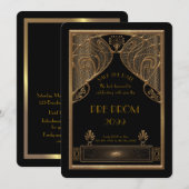 Pre PromJunior, Great Gatsby, Gold, zwart Save The Date (Voorkant / Achterkant)