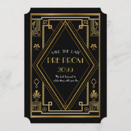 Pre PromJunior, Great Gatsby, Gold, zwart Save The Date