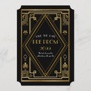 Pre PromJunior, Great Gatsby, Gold, zwart Save The Date