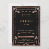 Pre PromJunior, Great Gatsby, roze goud, zwart Save The Date (Voorkant)