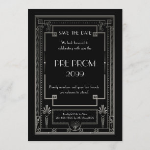 Pre PromJunior, Great Gatsby, Silver, Black Save The Date