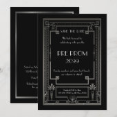 Pre PromJunior, Great Gatsby, Silver, Black Save The Date (Voorkant / Achterkant)