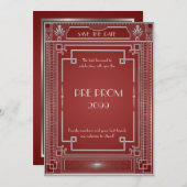 Pre PromJunior, Great Gatsby, Silver, red Save The Date (Voorkant / Achterkant)