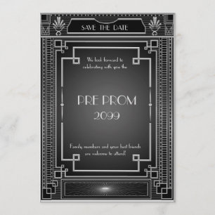 Pre PromJunior, Great Gatsby, Silver, zwart Save The Date
