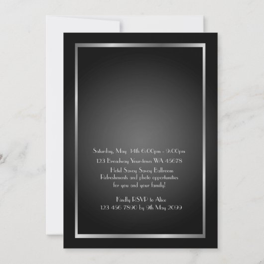 Pre PromJunior, Great Gatsby, Silver, zwart Save The Date (Achterkant)