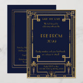 Pre PromJunior, Great, Gold, Navy Save The Date (Voorkant / Achterkant)