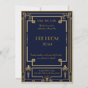 Pre PromJunior, Great, Gold, Navy Save The Date
