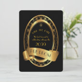 Pre PromJunior, Great Prom, elegant zwart, goud Save The Date (Staand voorkant)