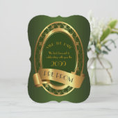 Pre PromJunior, Great Prom, smaragdgroen, goud Save The Date (Staand voorkant)