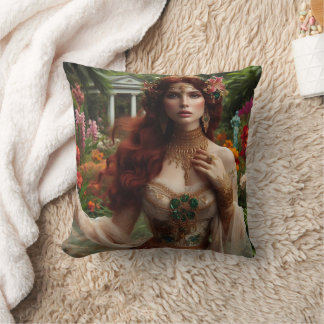 Pre-Raphaeliet vergulde vrouw 1 in tuin Kussen