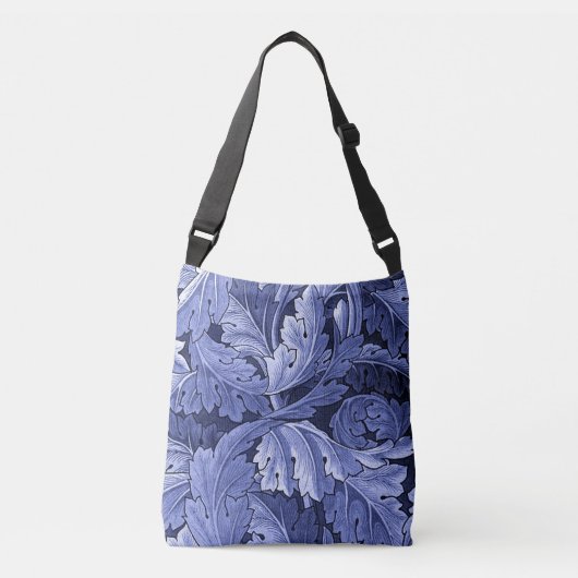 Pre-Raphaelite Acanthus patroon in blauw Crossbody Tas (Voorkant)