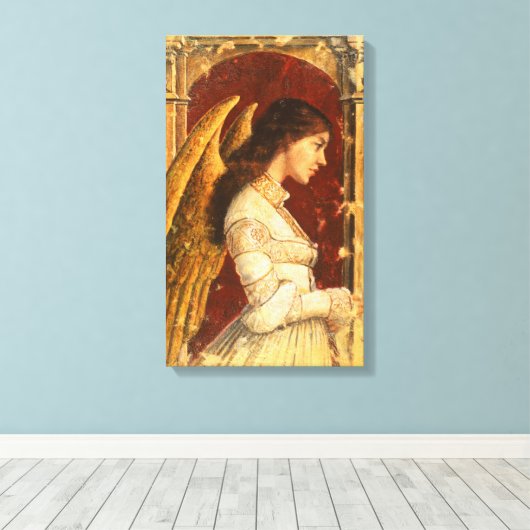 Pre-Raphaelite Fresco Engel Canvas Print (Insitu (Houten vloer))