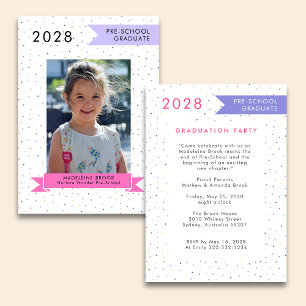 PRE-SCHOOL meisje Afstuderen Foto Schattige 2025 Kaart