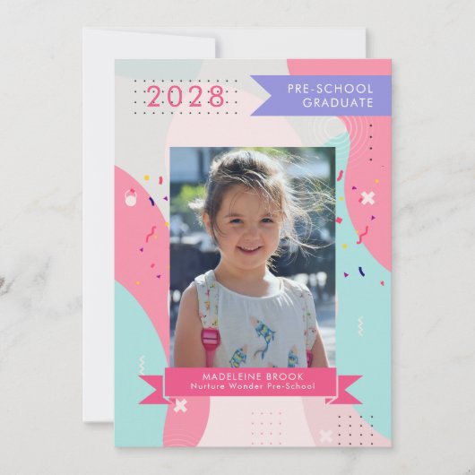 PRE-SCHOOL meisje Afstuderen Fotouitnodiging 2025 Kaart (Voorkant)