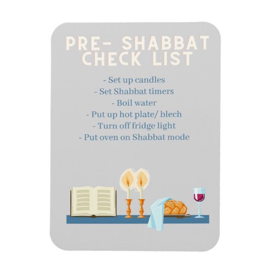Pre-Shabbat checklist magneet (Verticaal)