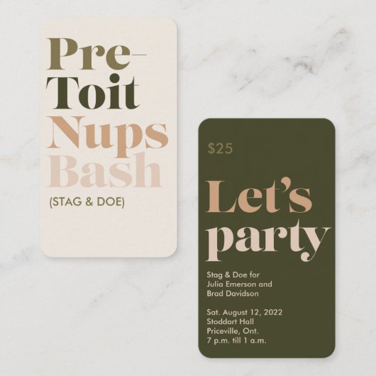 Pre-Toit Nups Bash Ticket (Voorkant / Achterkant)