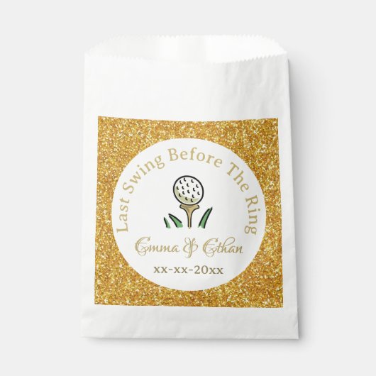 Pre-Wedding Golf Party Weekend Wit Goud Glitter Bedankzakje (Voorkant)