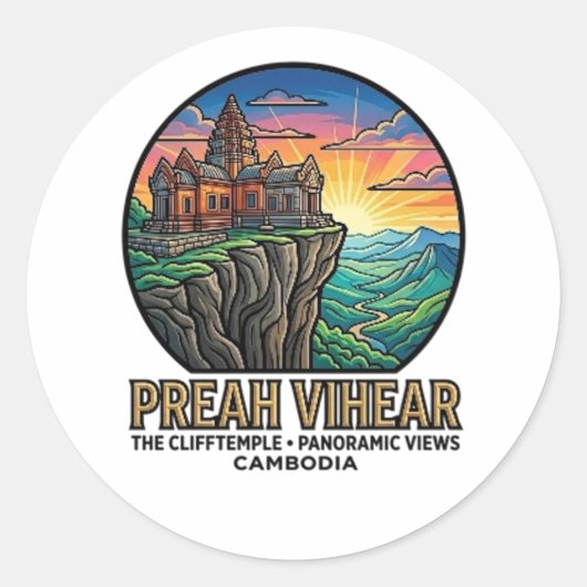PREAH VIHEAR KLIF TEMPEL RONDE STICKER (Voorkant)