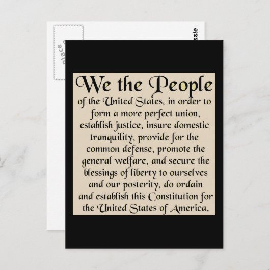 Preambule bij de Grondwet van de Verenigde Staten Briefkaart (Voorkant / Achterkant)