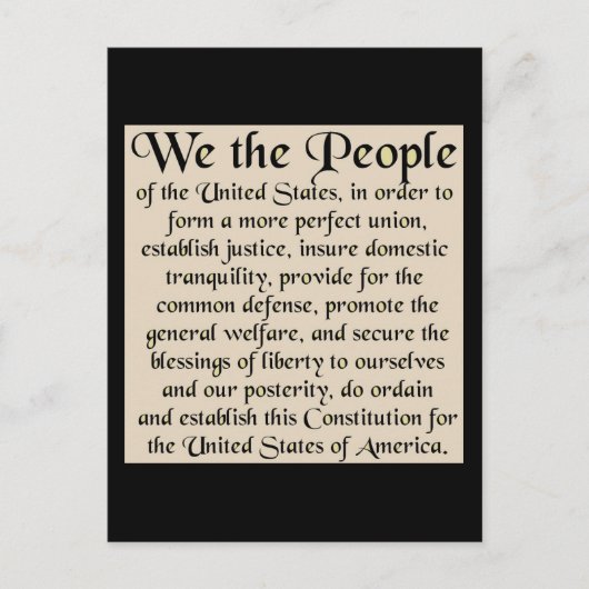 Preambule bij de Grondwet van de Verenigde Staten Briefkaart (Voorkant)