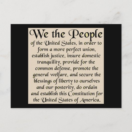 Preambule bij de Grondwet van de Verenigde Staten Briefkaart (Voorkant)