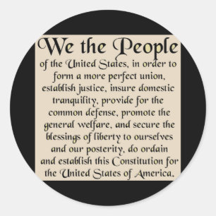Preambule bij de Grondwet van de Verenigde Staten Ronde Sticker
