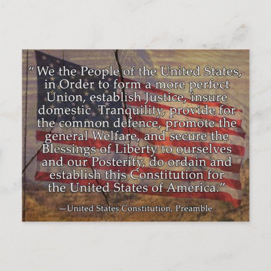 Preambule van de Amerikaanse Grondwet op getexture Briefkaart (Voorkant)