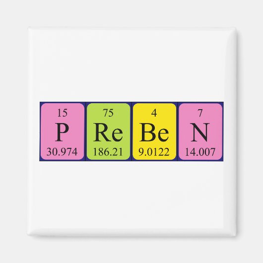 Preben periodieke lijstnaam magnet (Voorkant)