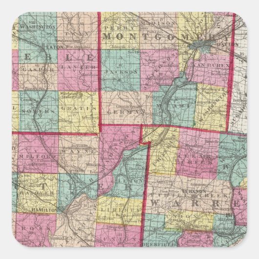Preble en Warren County Vierkante Sticker (Voorkant)