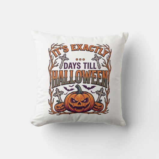 Precies dagen tot Halloween Jack Lantern Vleermuiz Kussen (Voorkant)
