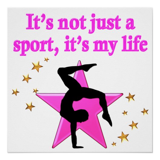 PRECIES PINK STAR GYMNASTICS INSPIREREND QUOTE POSTER (Voorkant)