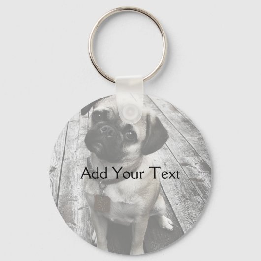Precieuze puppy in zwart-wit sleutelhanger (Voorkant)