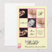 Precieuze vierkantjes in Roze Foto-aankondiging Aankondiging (Voorkant / Achterkant)