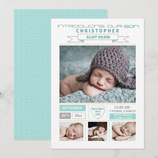 Precious Arrival Foto geboortedatum Aankondiging (Voorkant / Achterkant)