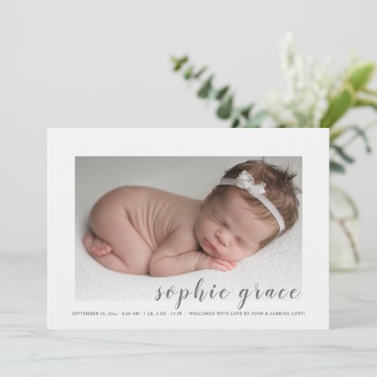 Precious Arrival Foto geboortedatum Kaart (Staand voorkant)
