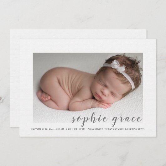 Precious Arrival Foto geboortedatum Kaart (Voorkant / Achterkant)