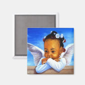 Precious Baby Angel African American Cherub Magneet (Voorkant / Achterkant)