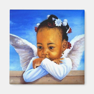 Precious Baby Angel African American Cherub Magneet