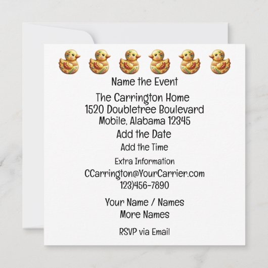 Precious Baby Animals Thema - Uitnodiging (Achterkant)