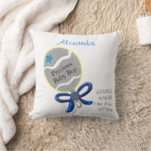 Precious Baby Boy Blue Bow Rattle Geboorte Details Kussen (Deken)