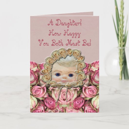 Precious Baby Girl Rozen Gefeliciteerd Kaart (Voorkant)